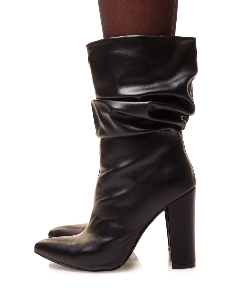 Bottines froissées noires