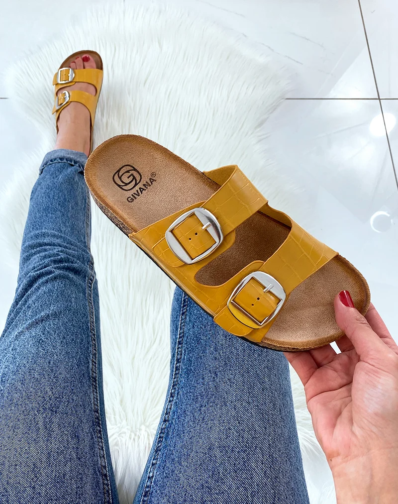 Mules yellow à deux brides