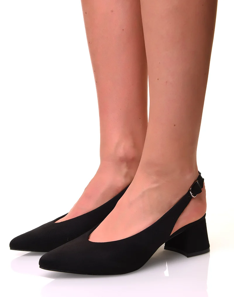 Escarpins en suédine noirs à petits talons