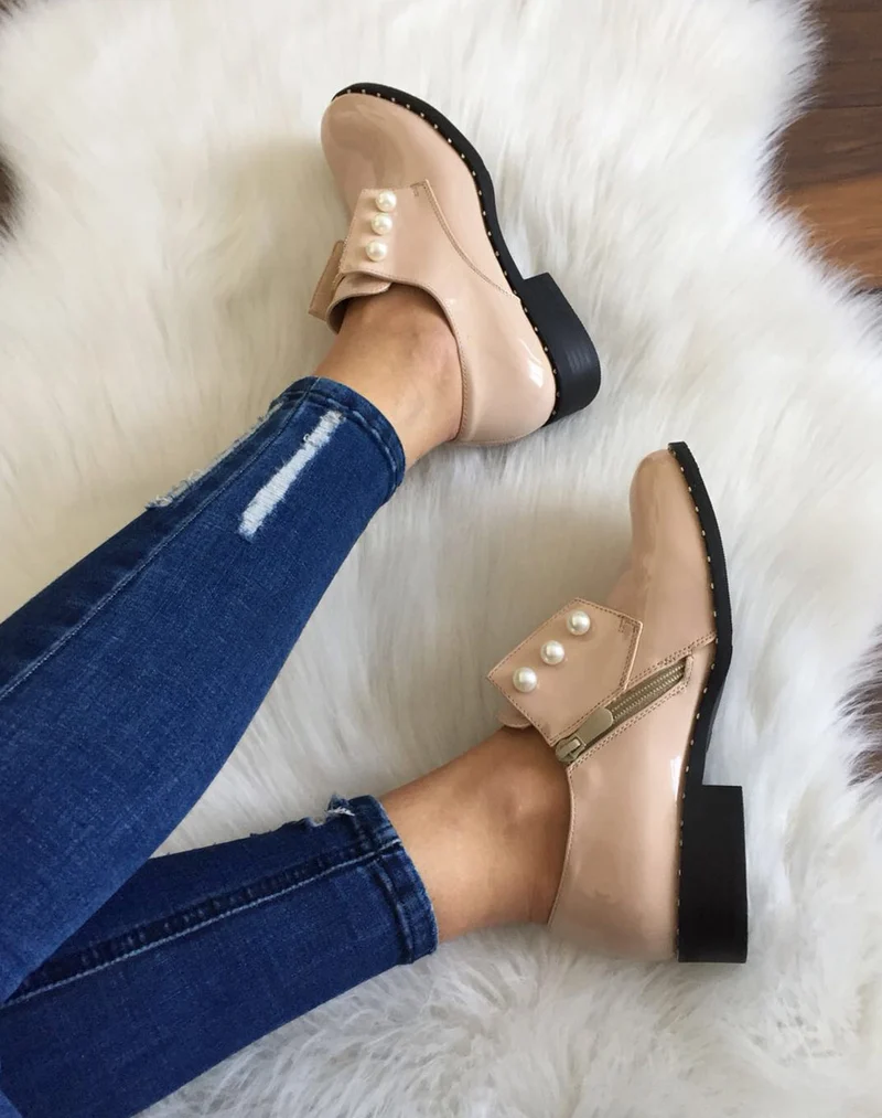 Richelieu beige vernis