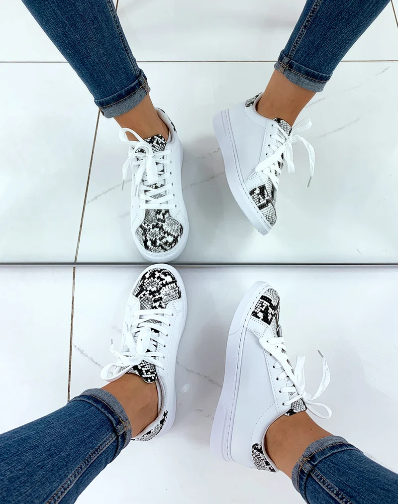 Baskets blanches snakeskin