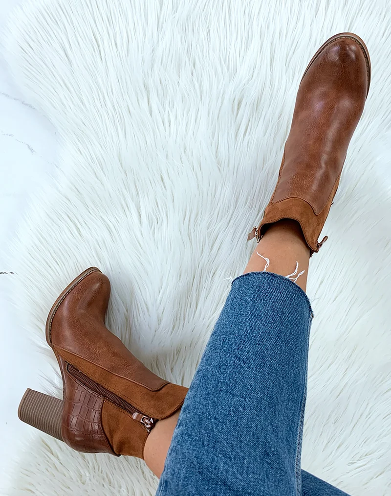 Bottines camel à talon