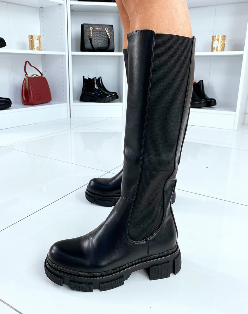 Bottes noires à bi-matières