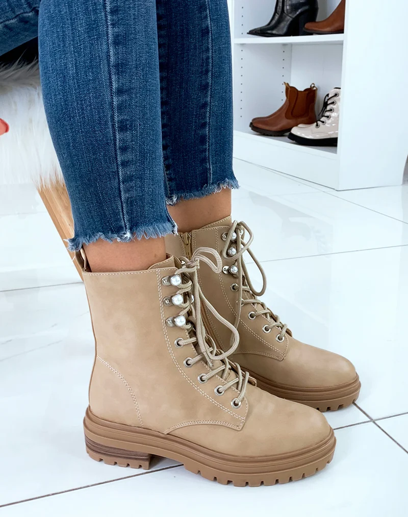 Bottines montantes beiges