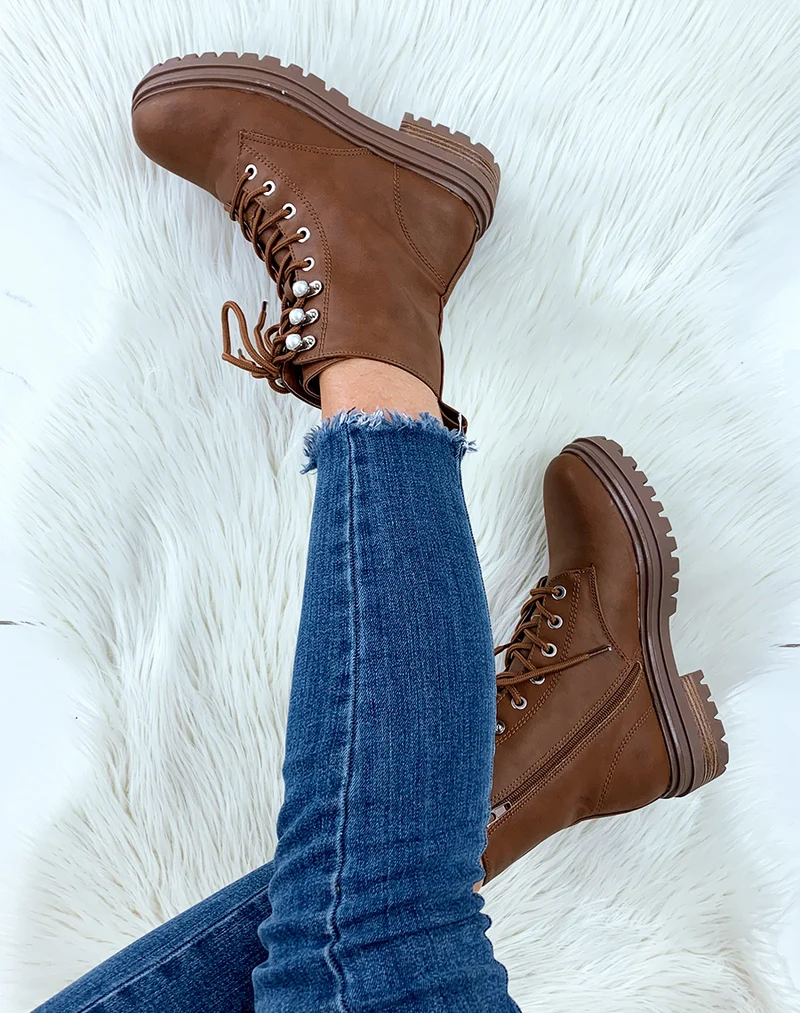 Bottines montantes camel