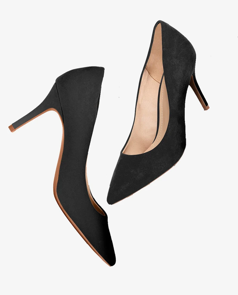 Women Black Solid Pumps