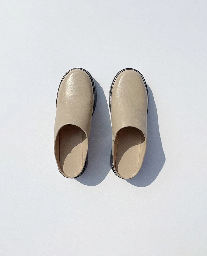 Half leather sandal shoes