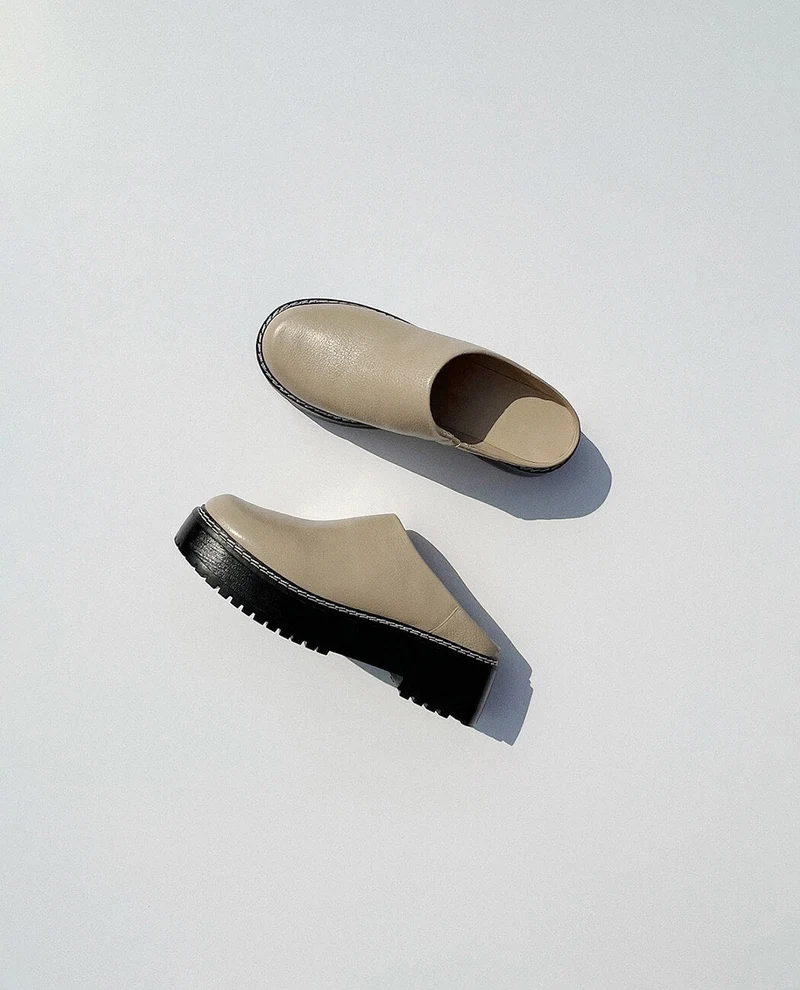 Half leather sandal shoes