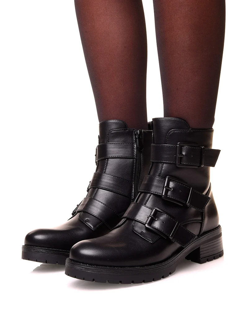 Bottines noires à sangles multiples