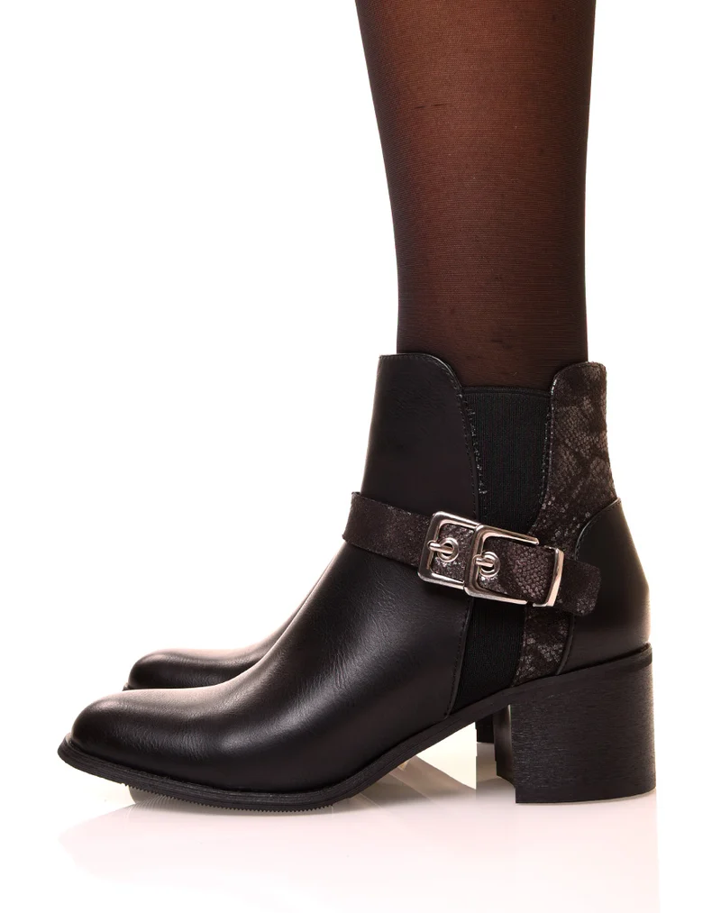 Bottines noires à talon moyen