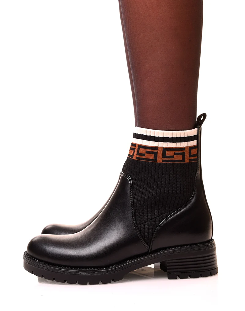 Bottines noires effet chaussette