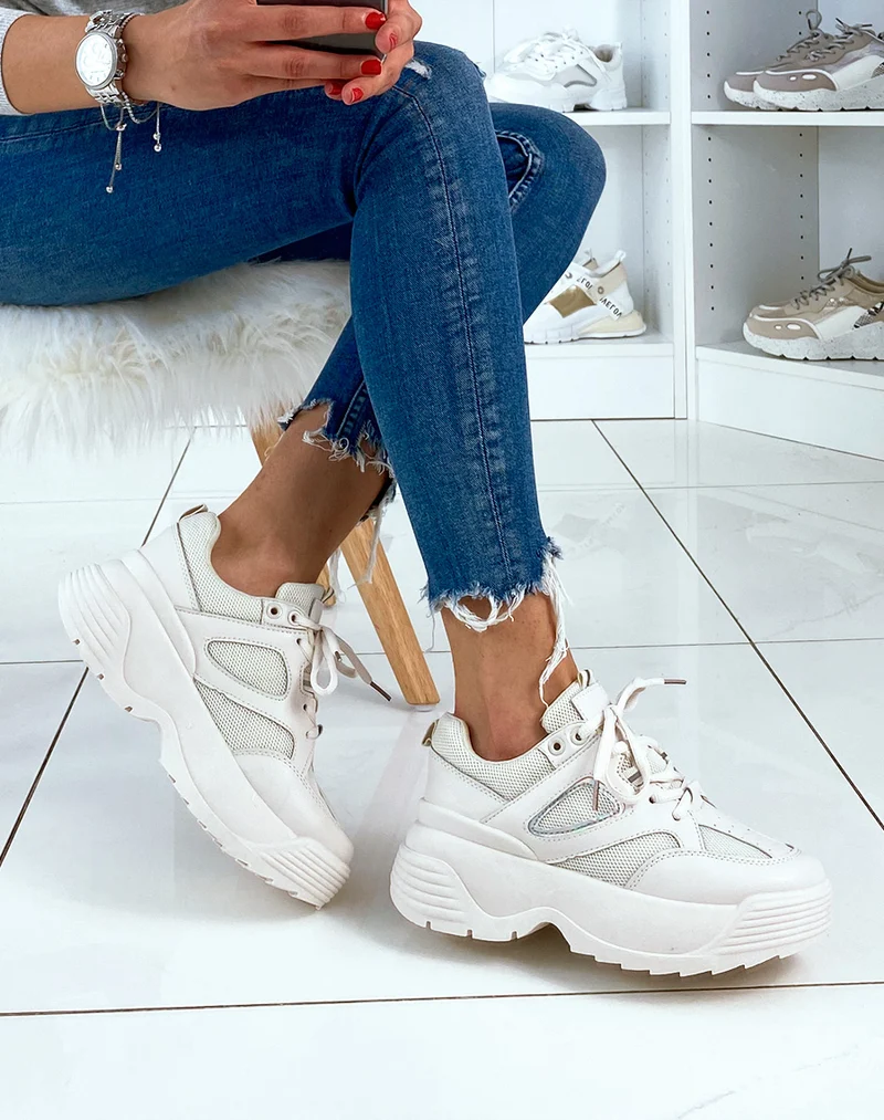 Basket beige à plateforme