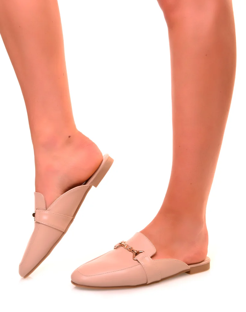 Mocassins en similicuirs beiges ouverts