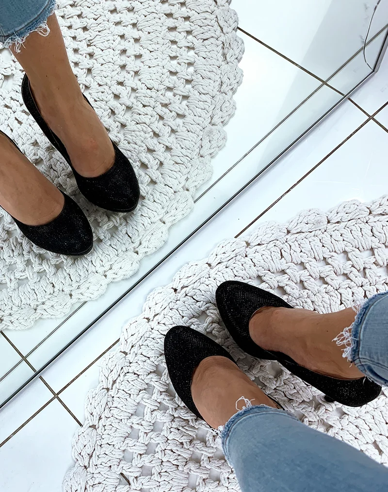 Escarpins noirs effets pailletés à talons aiguilles