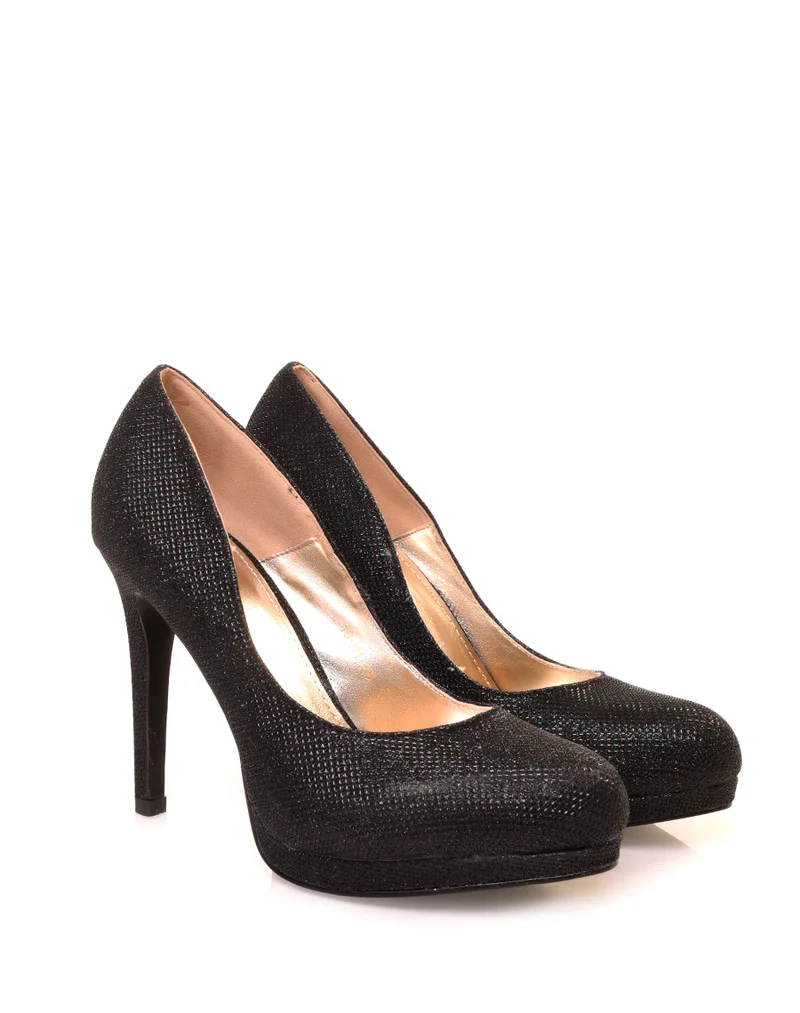 Escarpins noirs effets pailletés à talons aiguilles