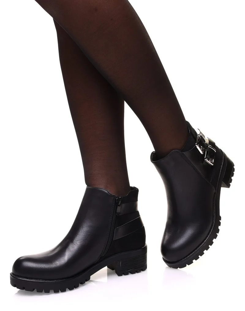 Bottines noires à semelle crantée