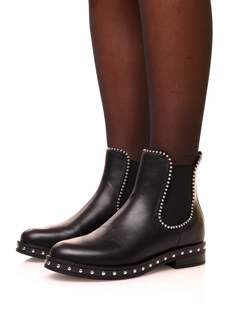 Chelsea boots noire à détails perles