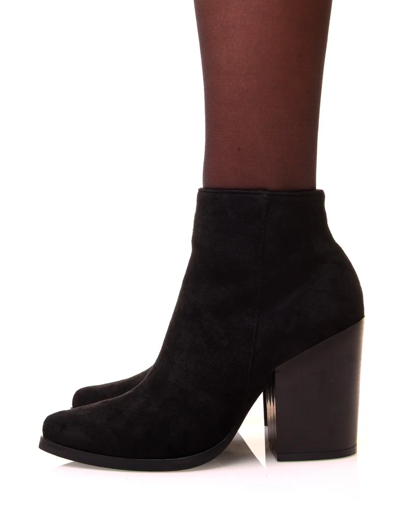 Bottines à talons et à bout pointu en suédine