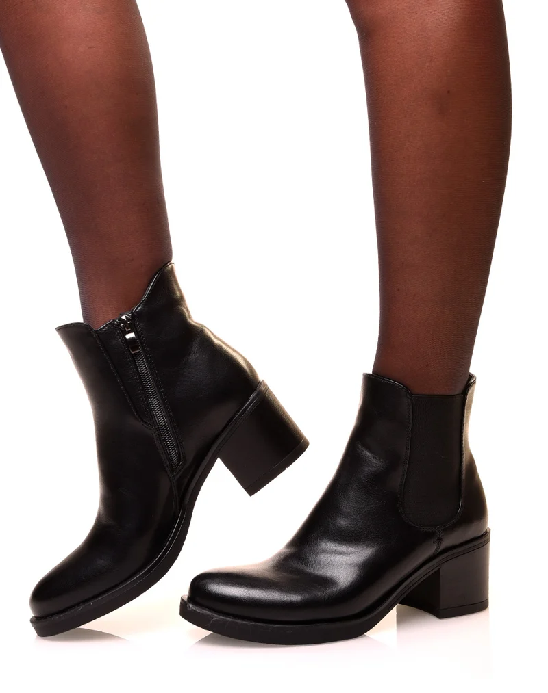 Bottines à talons carrés noires