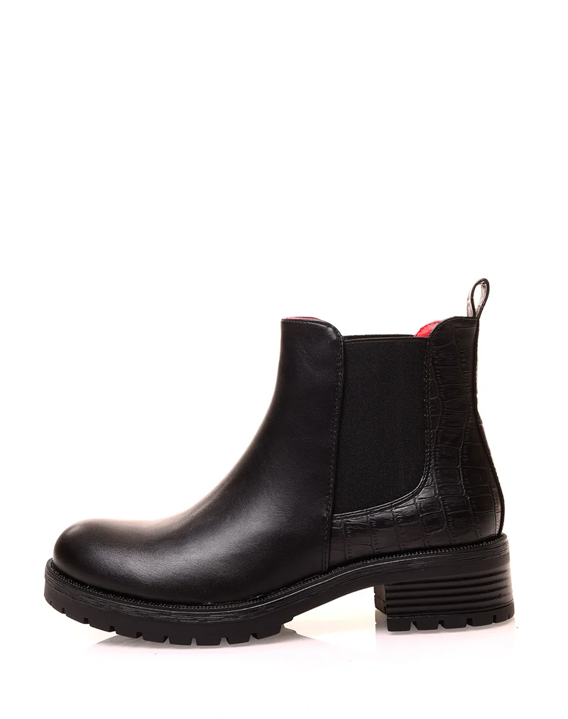 Chelsea boots noires avec élastique bi-matières