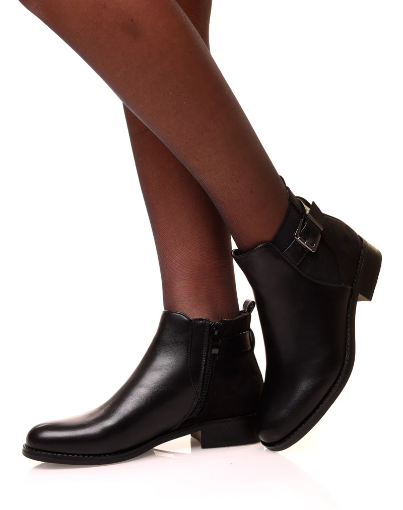 Bottines noires bi-matières
