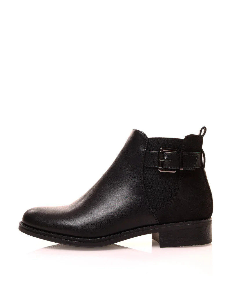 Bottines noires bi-matières