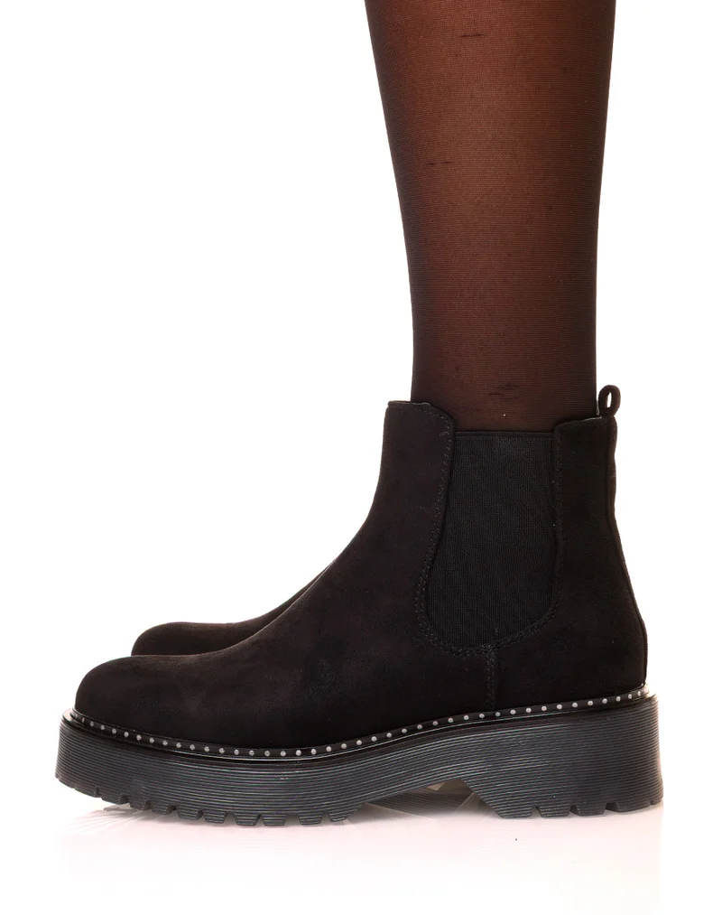Chelsea boots noires en suédine