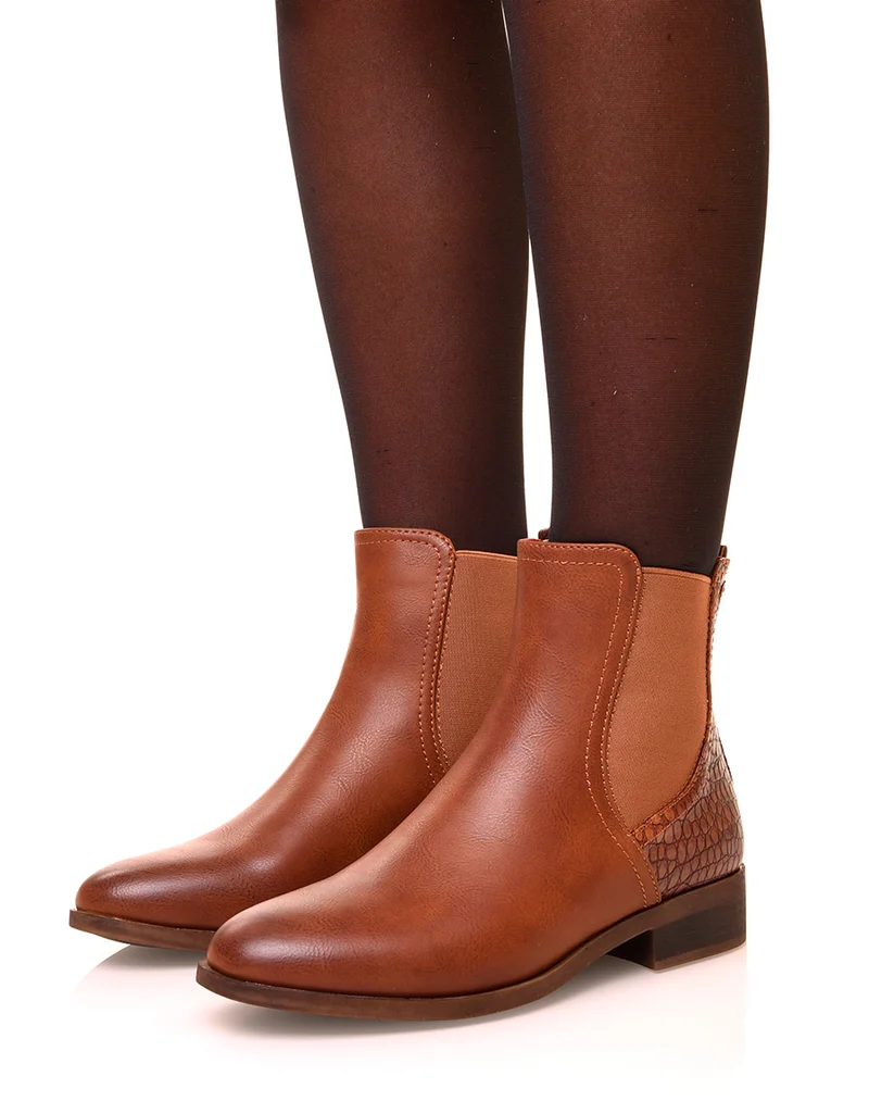 Chelsea boots camelles bi-matières