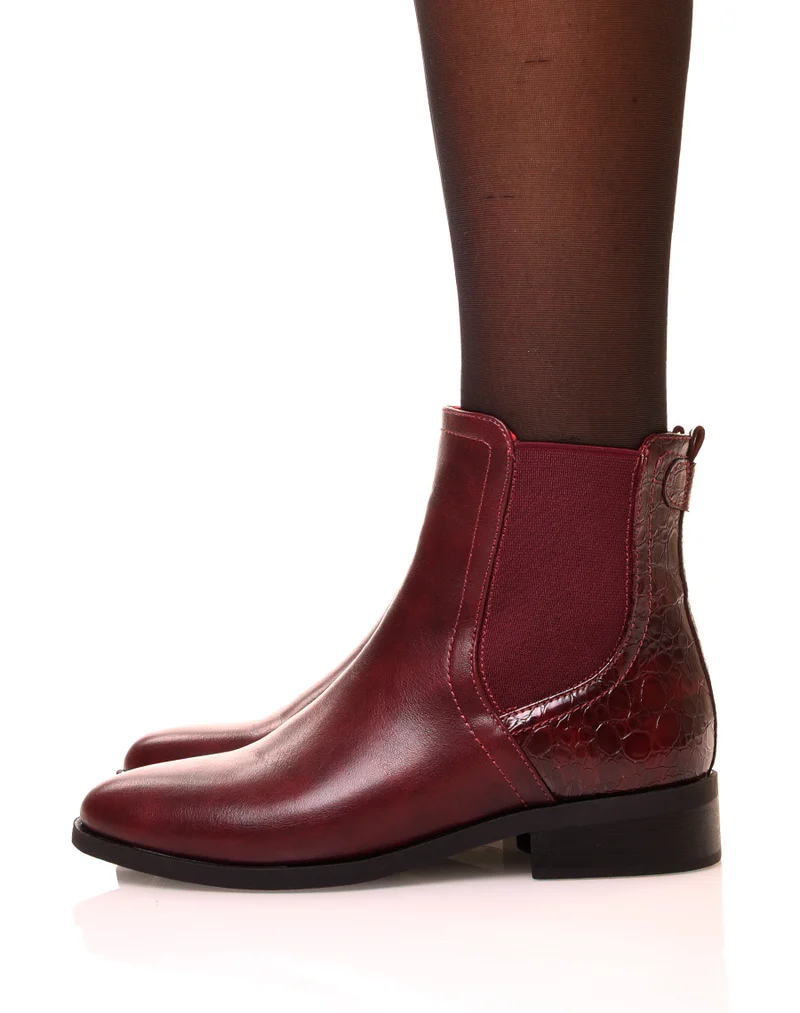 Chelsea boots bordeaux bi-matière