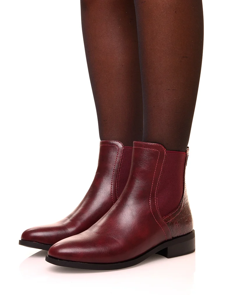 Chelsea boots bordeaux bi-matière