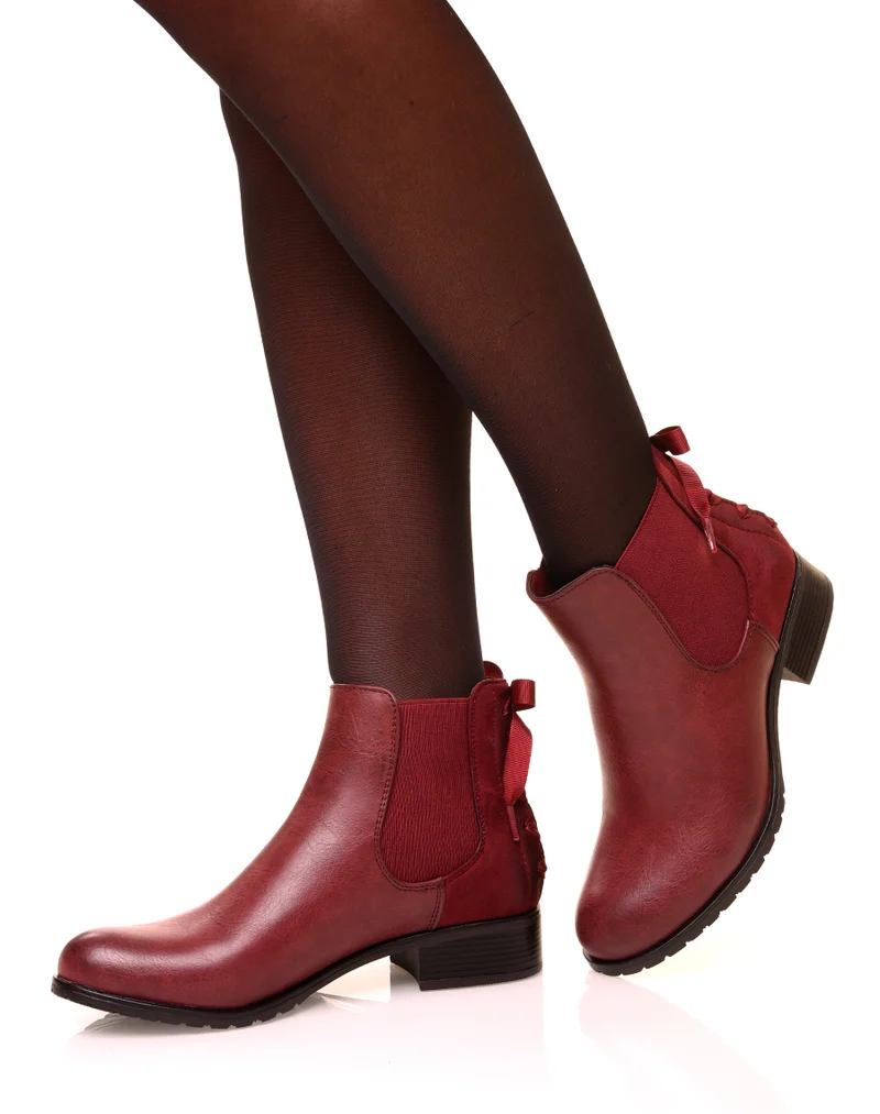 Chelsea boots bordeaux à nœuds