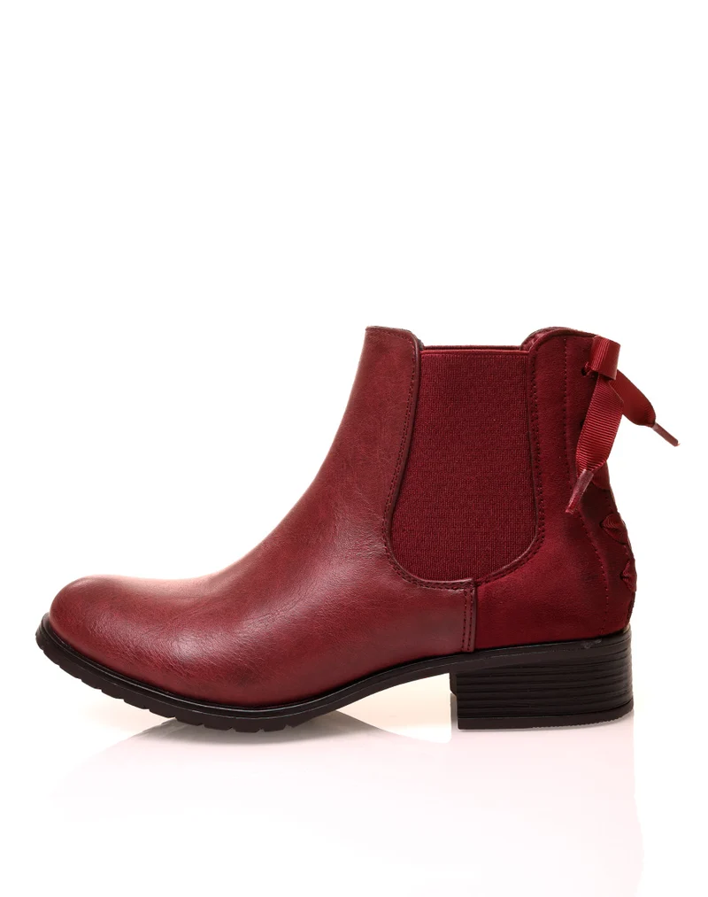 Chelsea boots bordeaux à nœuds