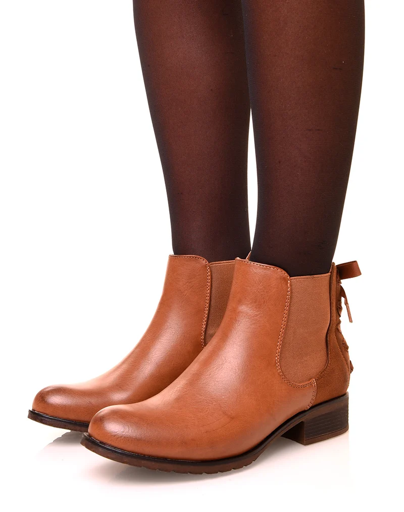 Chelsea boots camel à noeuds