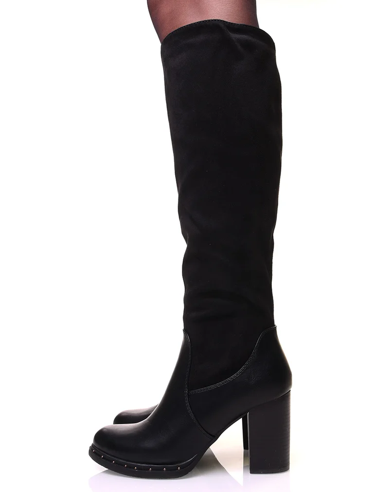 Bottes noires à talon bi-matière