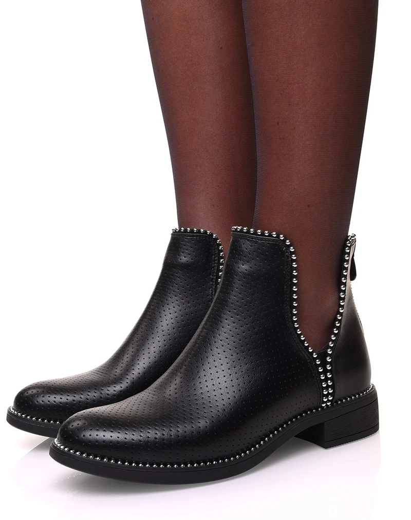 Chelsea boots sans élastique texturé perlées de petits clous