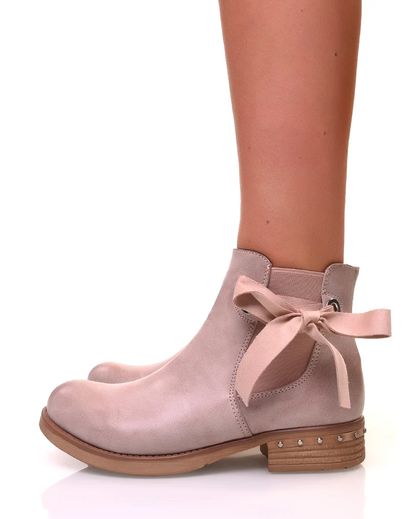 Chelsea boots vieux roses avec noeuds