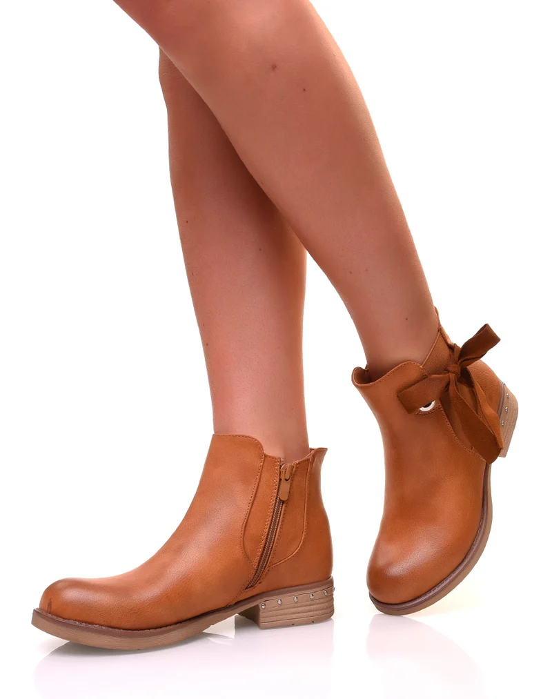 Chelsea boots camelles avec noeuds