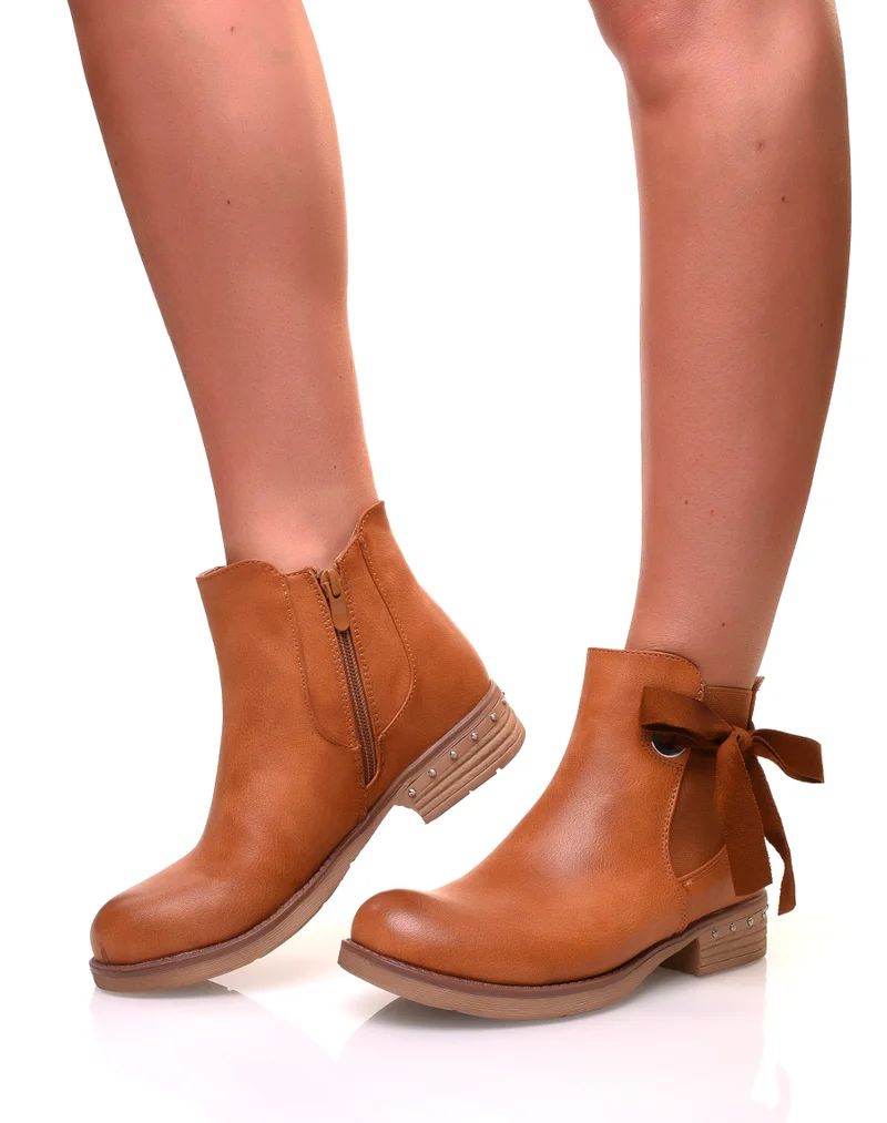 Chelsea boots camelles avec noeuds