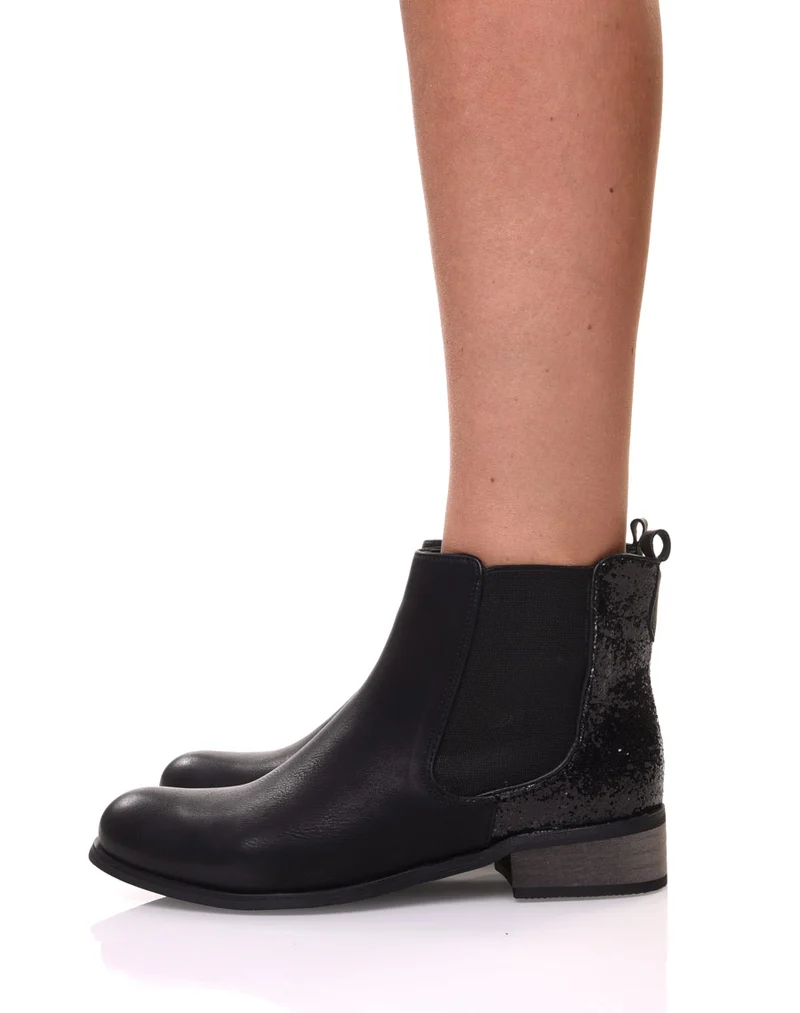 Chelsea boots noires à paillettes
