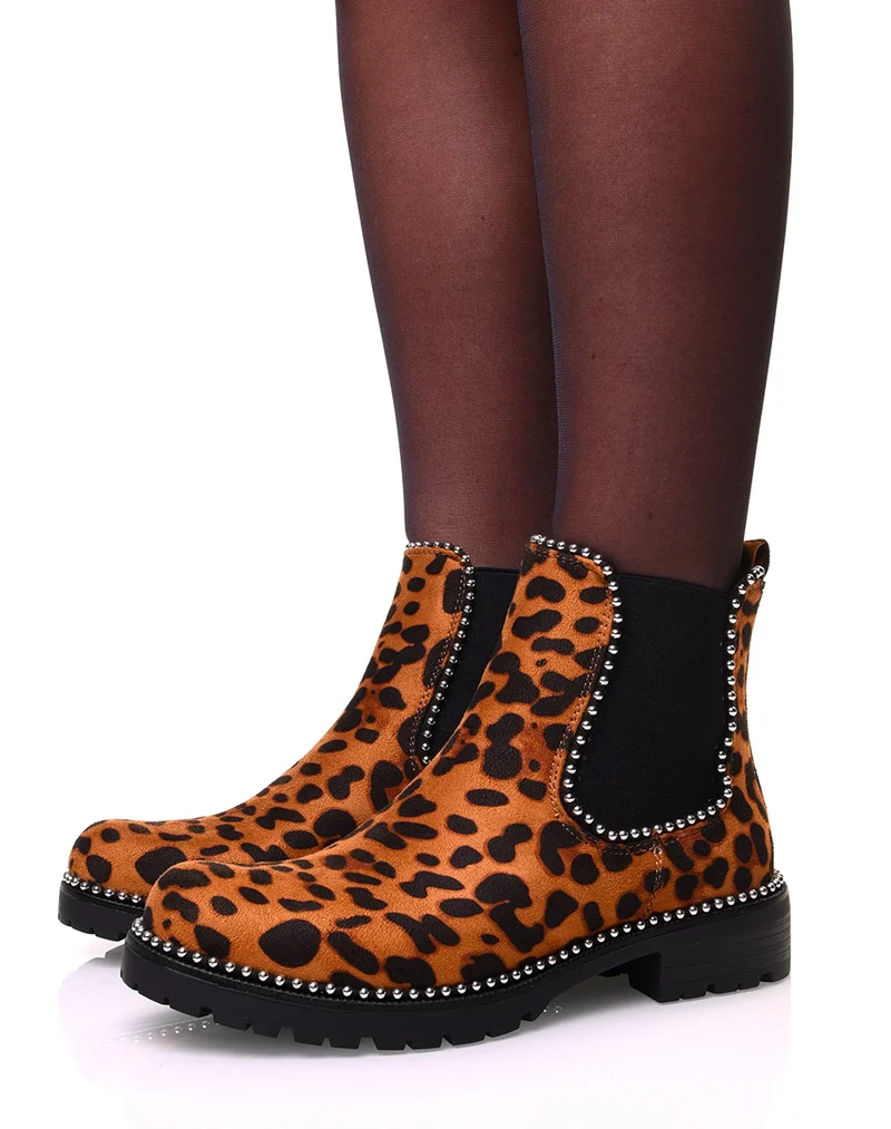 Chelsea boots léopard à clous
