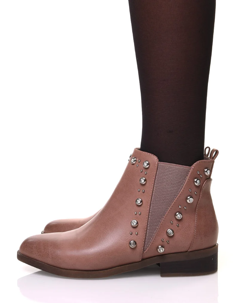 Chelsea boots roses ornées de strass