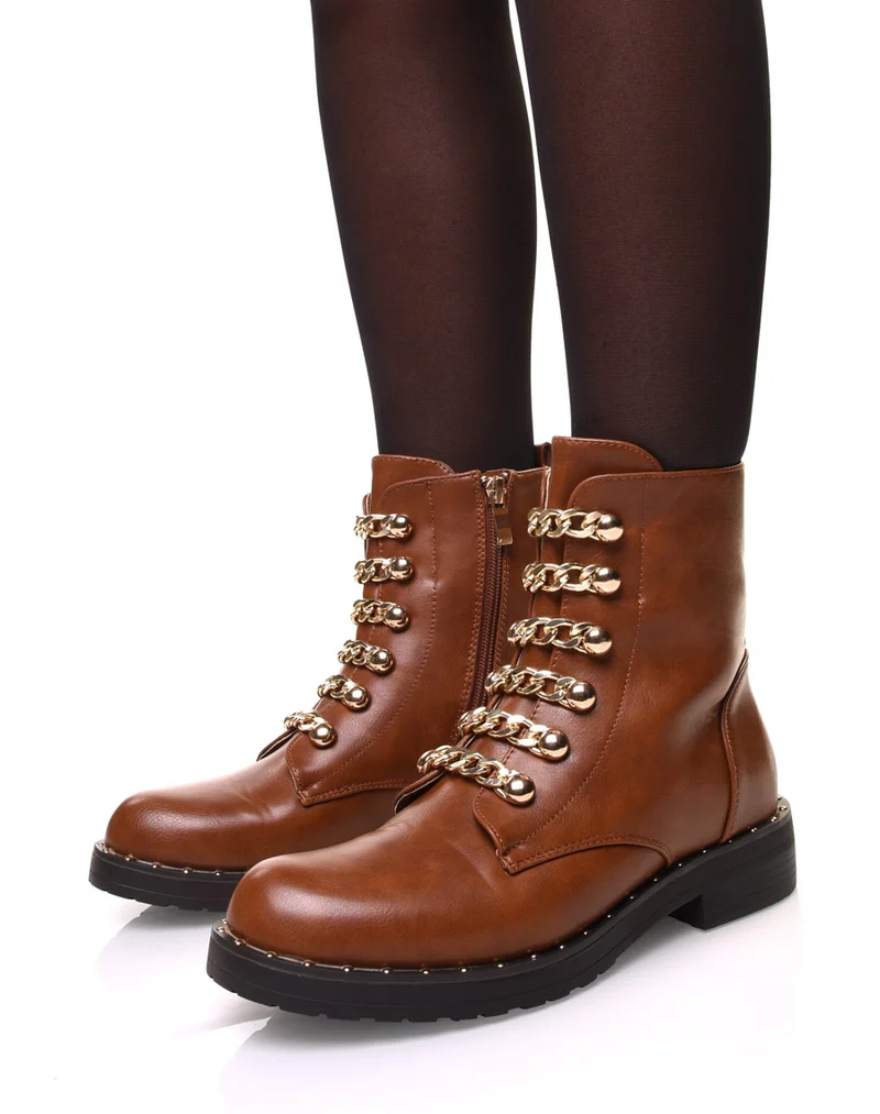 Bottines camelles avec chaines