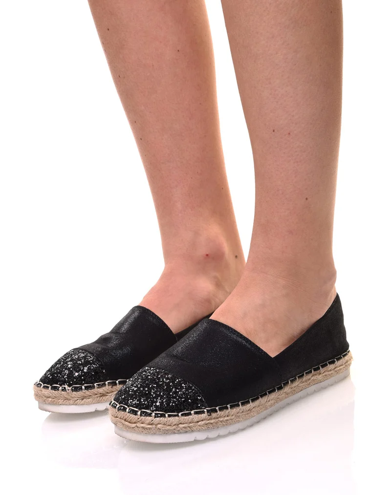 Espadrilles noires effet brillant
