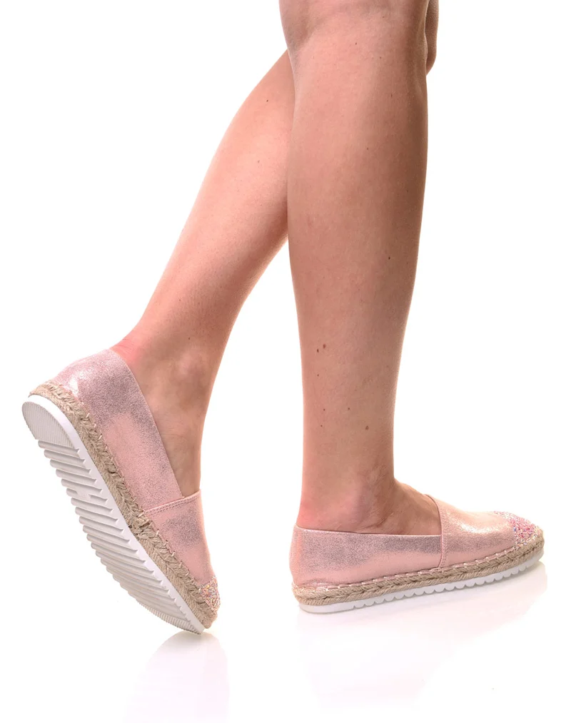 Espadrilles roses effet brillant