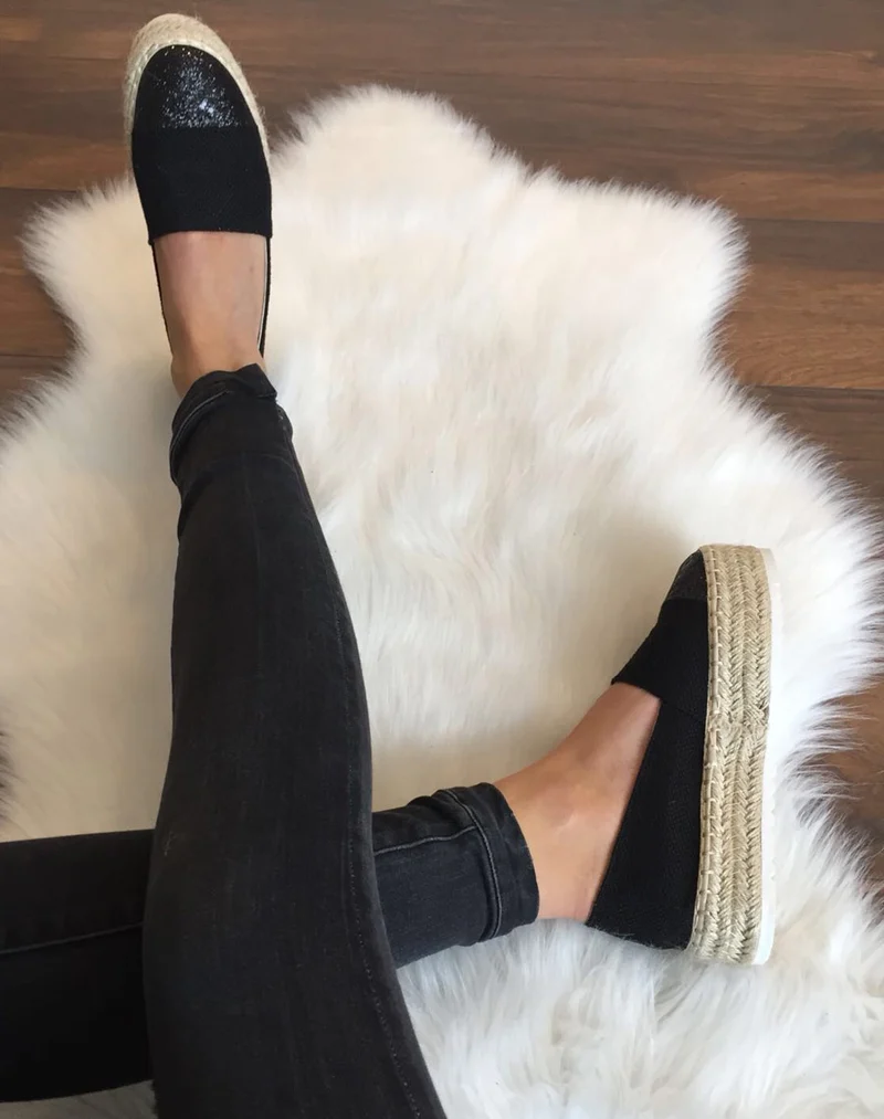 Espadrilles noires semelles épaisses