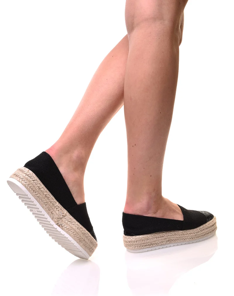 Espadrilles noires semelles épaisses