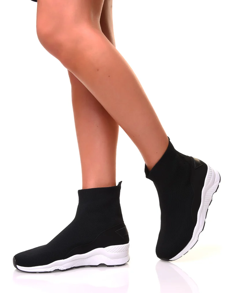 Baskets noires effet chaussette en toile
