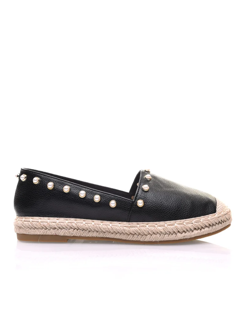 Espadrilles noires ornées de perles
