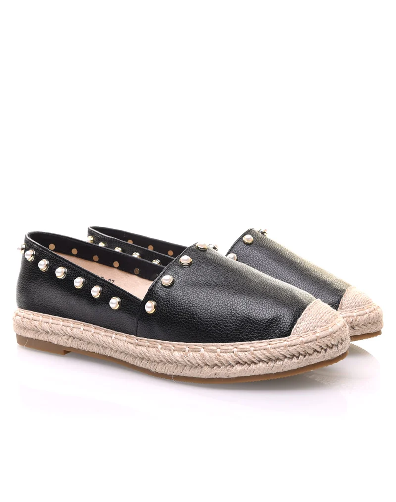 Espadrilles noires ornées de perles