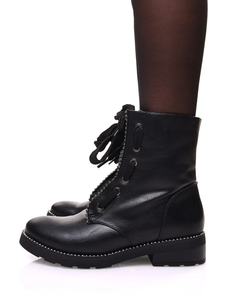 Bottines noires montantes à lacets originaux